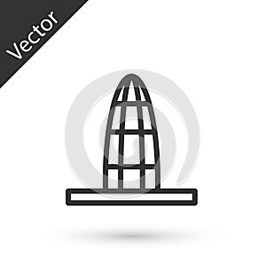 Grey line Agbar tower icon isolated on white background. Barcelona, Spain. Vector