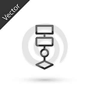Grey line Algorithm icon isolated on white background. Algorithm symbol design from Artificial Intelligence collection