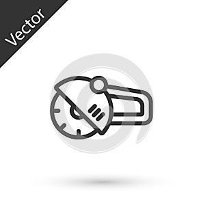Grey line Angle grinder icon isolated on white background. Vector