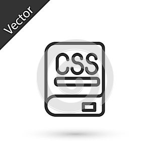 Grey line Books about programming icon isolated on white background. Programming language concept. PHP, CSS, XML, HTML