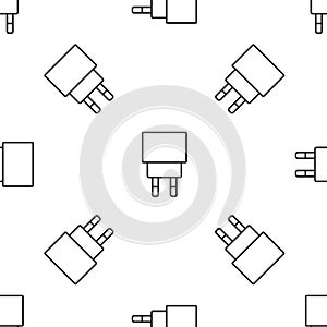 Grey line Charger icon isolated seamless pattern on white background. Vector