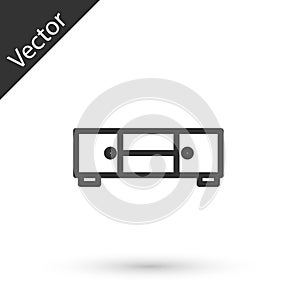 Grey line Chest of drawers icon isolated on white background. Vector