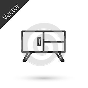 Grey line Chest of drawers icon isolated on white background. Vector