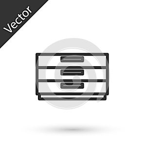 Grey line Chest of drawers icon isolated on white background. Vector