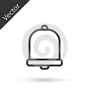 Grey line Church bell icon isolated on white background. Alarm symbol, service bell, handbell sign, notification symbol