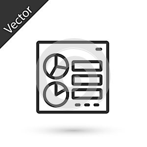 Grey line Computer api interface icon isolated on white background. Application programming interface API technology