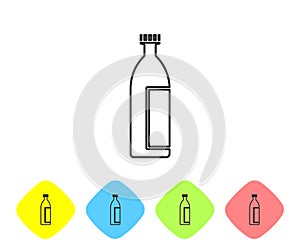 Grey line Cream or lotion cosmetic tube icon isolated on white background. Body care products for men. Set icons in