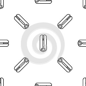 Grey line Curling iron for hair icon isolated seamless pattern on white background. Hair straightener icon. Vector