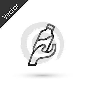 Grey line Donation water icon isolated on white background. Vector