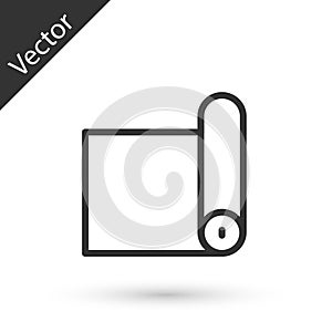 Grey line Fitness mat roll icon isolated on white background. Yoga mat rolled. Sport equipment. Vector
