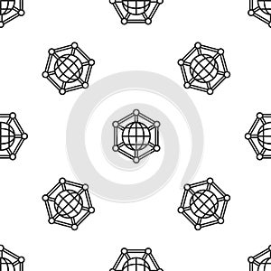 Grey line Global technology or social network icon isolated seamless pattern on white background. Vector