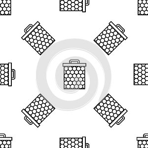 Grey line Honeycomb icon isolated seamless pattern on white background. Honey cells symbol. Sweet natural food. Vector