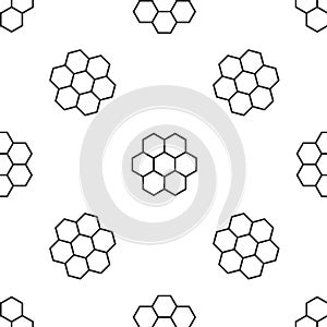 Grey line Honeycomb icon isolated seamless pattern on white background. Honey cells symbol. Sweet natural food. Vector