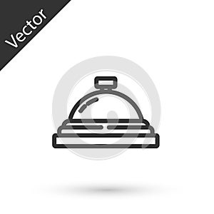Grey line Hotel service bell icon isolated on white background. Reception bell. Vector