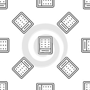 Grey line Lottery ticket icon isolated seamless pattern on white background. Bingo, lotto, cash prizes. Financial