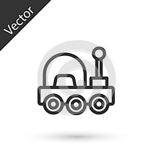 Grey line Mars rover icon isolated on white background. Space rover. Moonwalker sign. Apparatus for studying planets