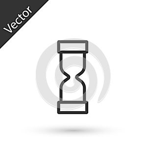 Grey line Old hourglass with flowing sand icon isolated on white background. Sand clock sign. Business and time