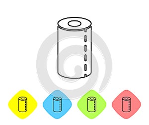 Grey line Paper towel roll icon isolated on white background. Set icons in color rhombus buttons. Vector Illustration