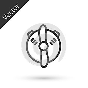 Grey line Plane propeller icon isolated on white background. Vintage aircraft propeller. Vector