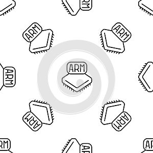 Grey line Processor icon isolated seamless pattern on white background. CPU, central processing unit, microchip