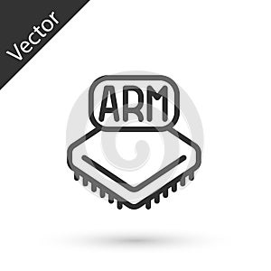 Grey line Processor icon isolated on white background. CPU, central processing unit, microchip, microcircuit, computer