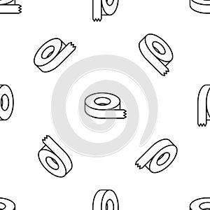 Grey line Scotch tape icon isolated seamless pattern on white background. Insulating tape. Vector