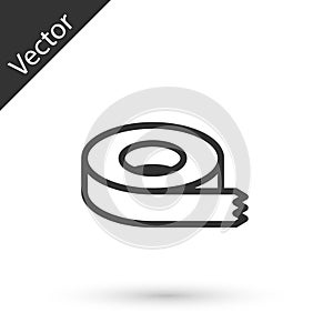 Grey line Scotch tape icon isolated on white background. Insulating tape. Vector
