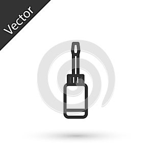 Grey line Screwdriver icon isolated on white background. Service tool symbol. Vector