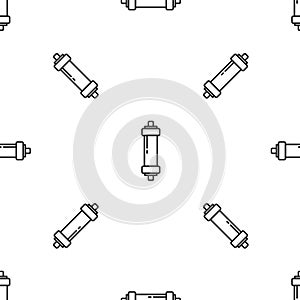 Grey line Shock absorber icon isolated seamless pattern on white background. Vector