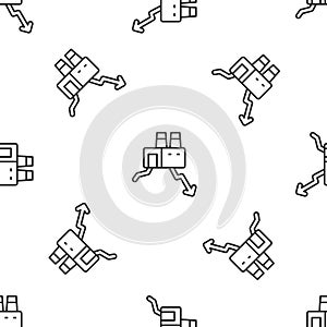 Grey line Shutdown of factory icon isolated seamless pattern on white background. Industrial building. Vector