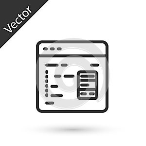 Grey line Software, web developer programming code icon isolated on white background. Javascript computer script random
