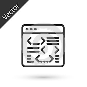 Grey line Software, web developer programming code icon isolated on white background. Javascript computer script random