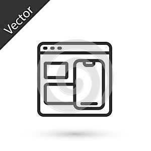 Grey line Software, web developer programming code icon isolated on white background. Javascript computer script random