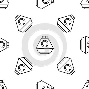Grey line Space capsule icon isolated seamless pattern on white background. Vector
