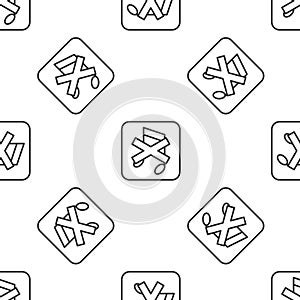 Grey line Speaker mute icon isolated seamless pattern on white background. No sound icon. Volume Off symbol. Vector