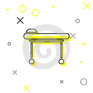 Grey line Stretcher icon isolated on white background. Patient hospital medical stretcher. Vector Illustration