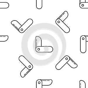 Grey line Swiss army knife icon isolated seamless pattern on white background. Multi-tool, multipurpose penknife