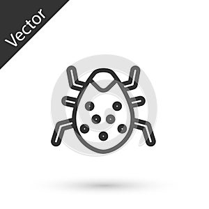 Grey line System bug concept icon isolated on white background. Code bug concept. Bug in the system. Bug searching