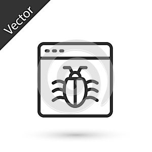 Grey line System bug concept icon isolated on white background. Code bug concept. Bug in the system. Bug searching