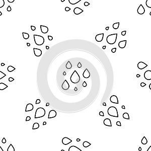 Grey line Water drop icon isolated seamless pattern on white background. Vector Illustration.