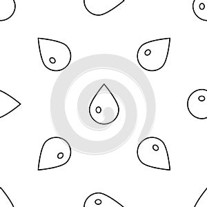 Grey line Water drop icon isolated seamless pattern on white background. Vector Illustration