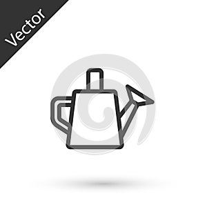 Grey line Watering can icon isolated on white background. Irrigation symbol. Vector