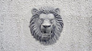 Grey Lion head statue