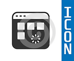Grey Loading a data window with a progress bar icon isolated on white background. Vector