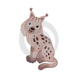 Grey Lynx with Tufts on Ears as Carnivore Forest Animal Vector Illustration