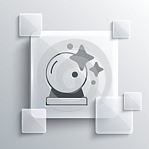 Grey Magic ball icon isolated on grey background. Crystal ball. Square glass panels. Vector