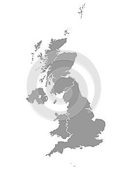 Grey Map of Countries of Great Britain