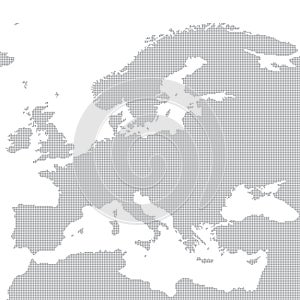 Grey map of Europe in the dot. Vector illustration