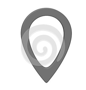 Grey map pointer 3d pin. Location symbol isolated on white background. Web location point, pointer. 3D rendering.