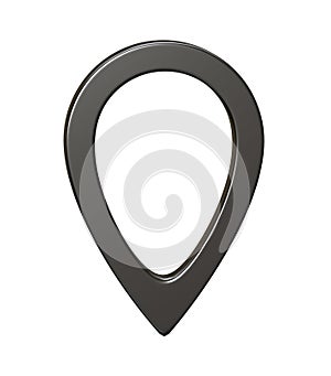 Grey map pointer 3d pin. Location symbol isolated on white background. Web location point, pointer. 3D rendering.